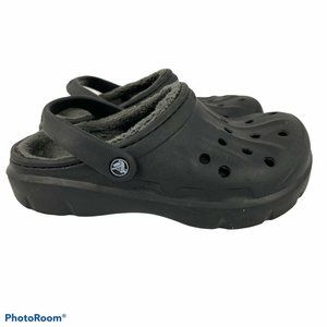 Crocs Black Faux Fur Lined Clogs Kids Size J 1